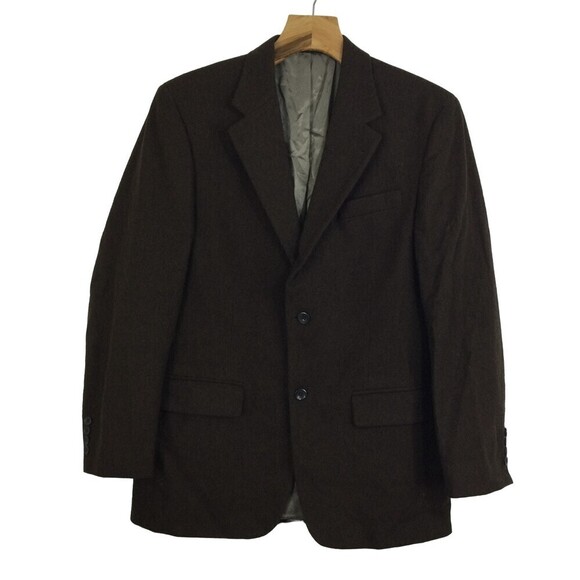 Oscar De La Renta Men Wool Blend 2-Button Blazer Suit Jacket Brown Size 40R - Picture 1 of 5